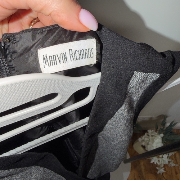 Marvin Richards Black & Gray Wrap Color-block Sheath Dress Career Chic | 6 - Picture 2 of 5